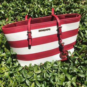 Michael Kors Jetset Red & White bag